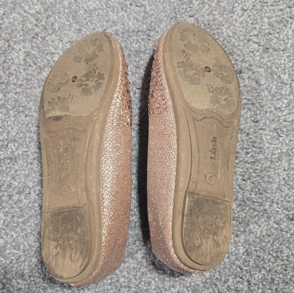 Girls Sparkle Formal Party Rhinestone Pink Ballet Flats